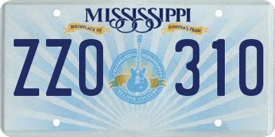 MS license plate ZZO310