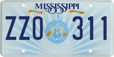 MS license plate ZZO311