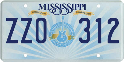 MS license plate ZZO312