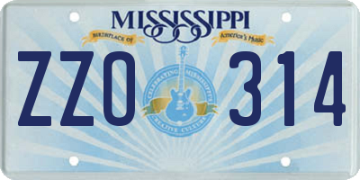 MS license plate ZZO314