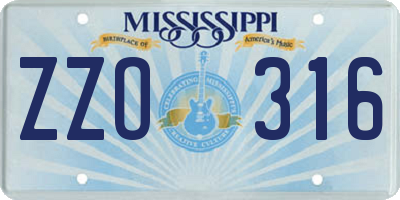 MS license plate ZZO316