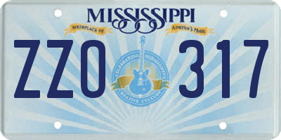 MS license plate ZZO317