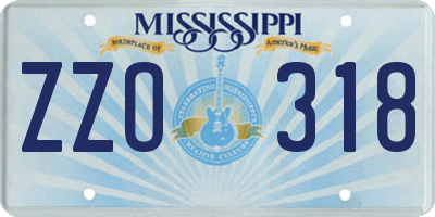MS license plate ZZO318