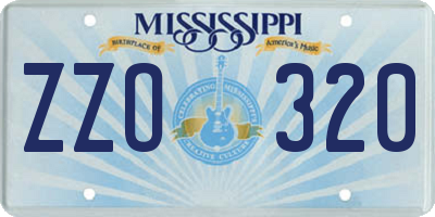 MS license plate ZZO320