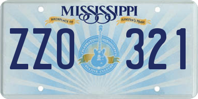 MS license plate ZZO321