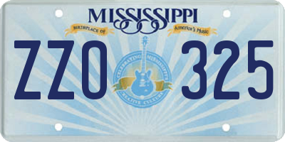 MS license plate ZZO325
