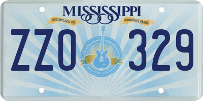 MS license plate ZZO329