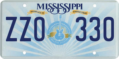 MS license plate ZZO330