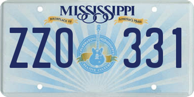 MS license plate ZZO331
