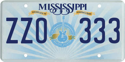 MS license plate ZZO333