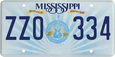 MS license plate ZZO334