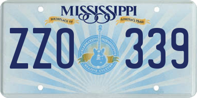 MS license plate ZZO339