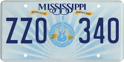 MS license plate ZZO340