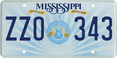 MS license plate ZZO343