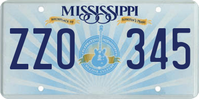 MS license plate ZZO345