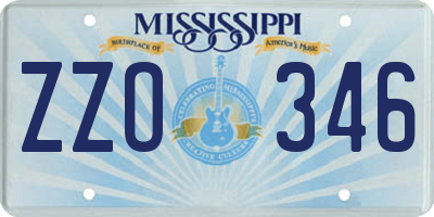 MS license plate ZZO346