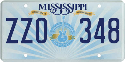 MS license plate ZZO348