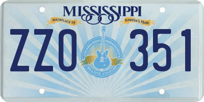 MS license plate ZZO351