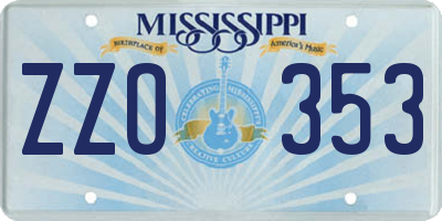 MS license plate ZZO353