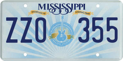 MS license plate ZZO355