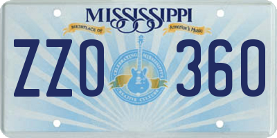 MS license plate ZZO360