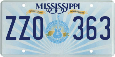 MS license plate ZZO363