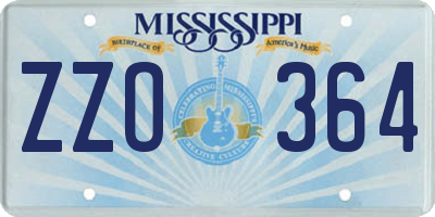 MS license plate ZZO364
