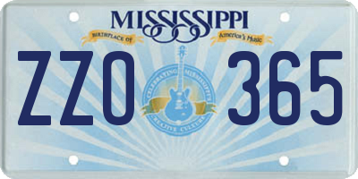 MS license plate ZZO365