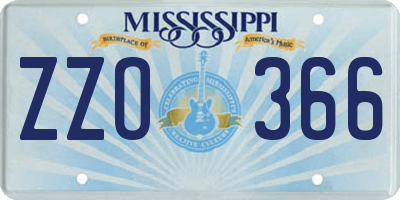 MS license plate ZZO366