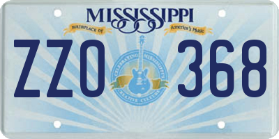 MS license plate ZZO368