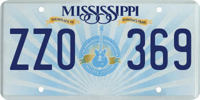 MS license plate ZZO369