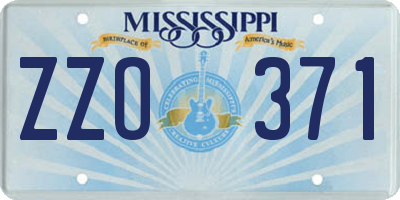 MS license plate ZZO371