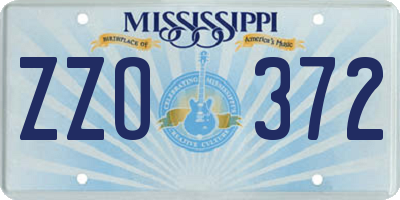 MS license plate ZZO372
