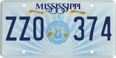 MS license plate ZZO374