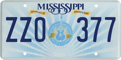 MS license plate ZZO377