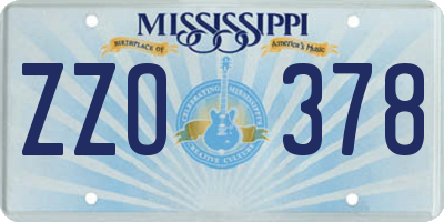 MS license plate ZZO378