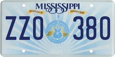 MS license plate ZZO380