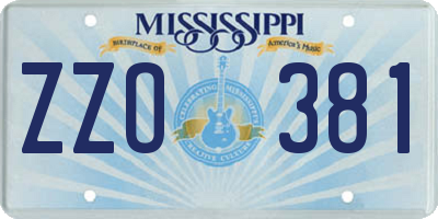 MS license plate ZZO381