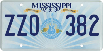 MS license plate ZZO382