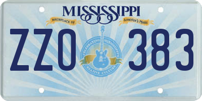 MS license plate ZZO383