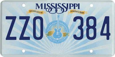 MS license plate ZZO384