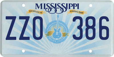 MS license plate ZZO386