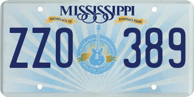 MS license plate ZZO389