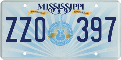 MS license plate ZZO397