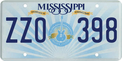 MS license plate ZZO398