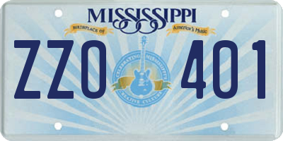 MS license plate ZZO401