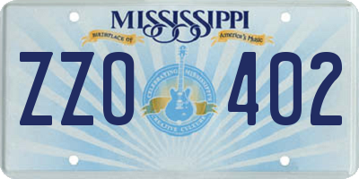 MS license plate ZZO402