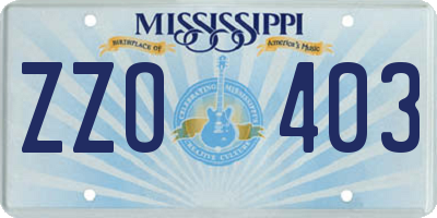 MS license plate ZZO403