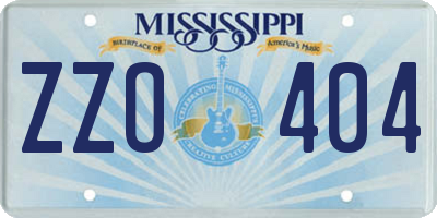 MS license plate ZZO404