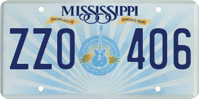 MS license plate ZZO406